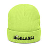 Highlands Embroidered Beanie — Ribbed Knit Winter Hat