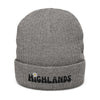 Highlands Embroidered Beanie — Ribbed Knit Winter Hat