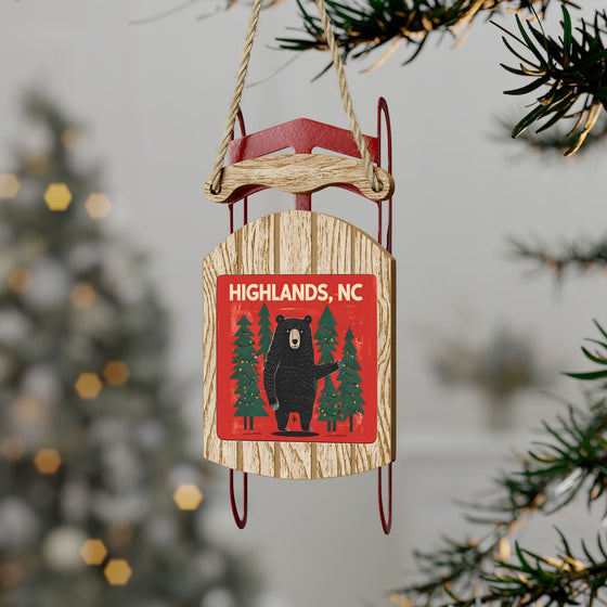 Highlands NC Sled Ornaments