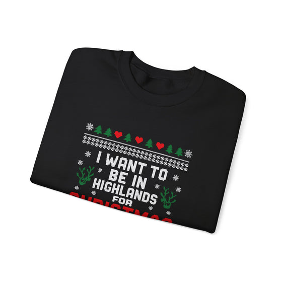 Highlands NC Christmas Sweatshirt - Unisex Ugly Christmas Sweater Style, Cozy Holiday Crewneck