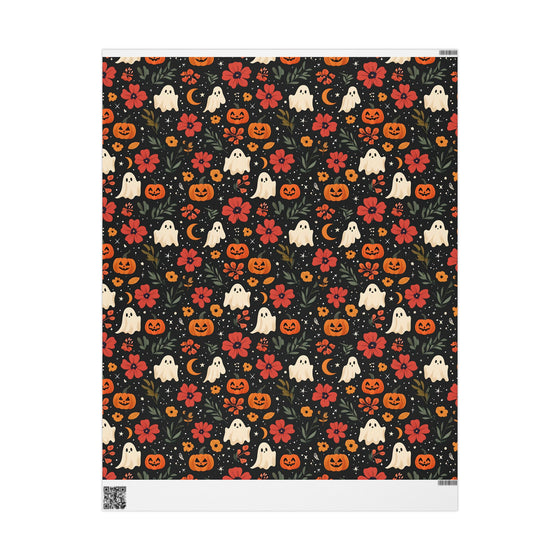 Halloween Wrapping Paper, Fun Ghosts and Pumpkins, Perfect for Gift Wrapping, Party Decor, Fall Celebrations, Spooky Season