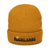 Highlands Embroidered Beanie — Ribbed Knit Winter Hat