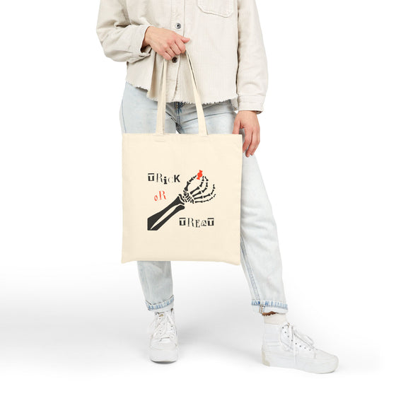 “Trick or Treat” Skeleton Hand Halloween Tote
