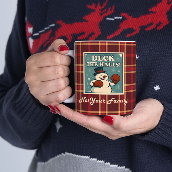 Deck The Halls, Not Your Family – Retro Snowman Mug