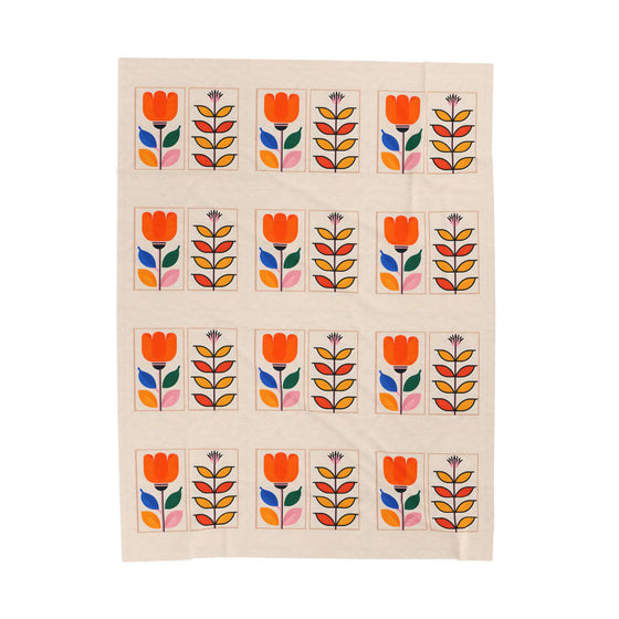 Mid-Century Modern Floral Throw – Plush Comfort, Retro Style