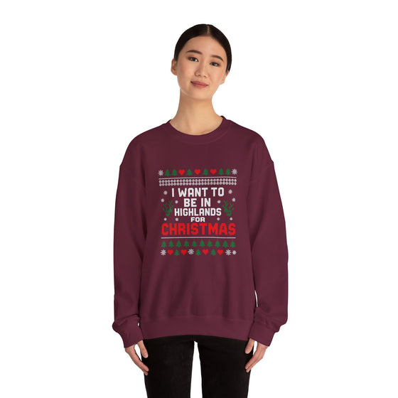 Highlands NC Christmas Sweatshirt - Unisex Ugly Christmas Sweater Style, Cozy Holiday Crewneck