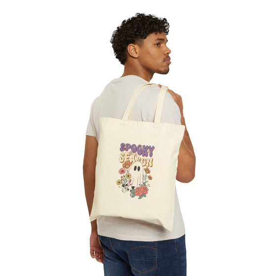 Retro “Spooky Season” Ghost Flower Field Tote