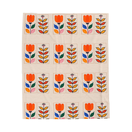 Mid-Century Modern Floral Throw – Plush Comfort, Retro Style