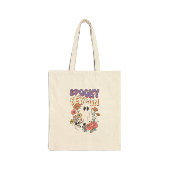 Retro “Spooky Season” Ghost Flower Field Tote