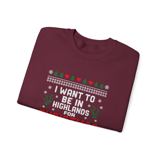 Highlands NC Christmas Sweatshirt - Unisex Ugly Christmas Sweater Style, Cozy Holiday Crewneck