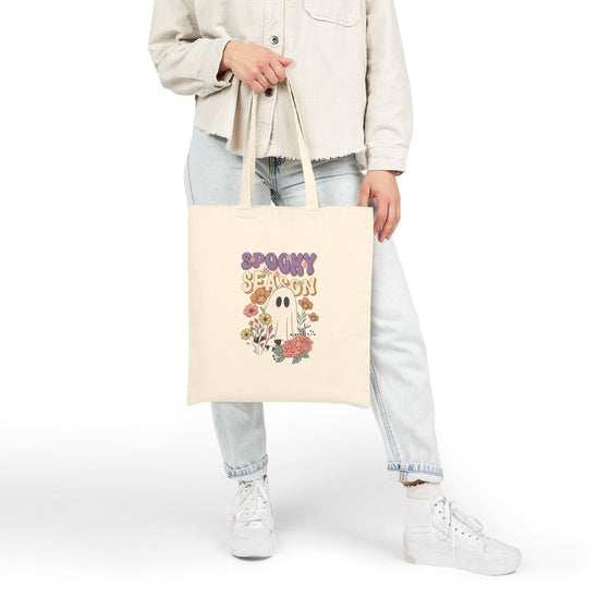 Retro “Spooky Season” Ghost Flower Field Tote