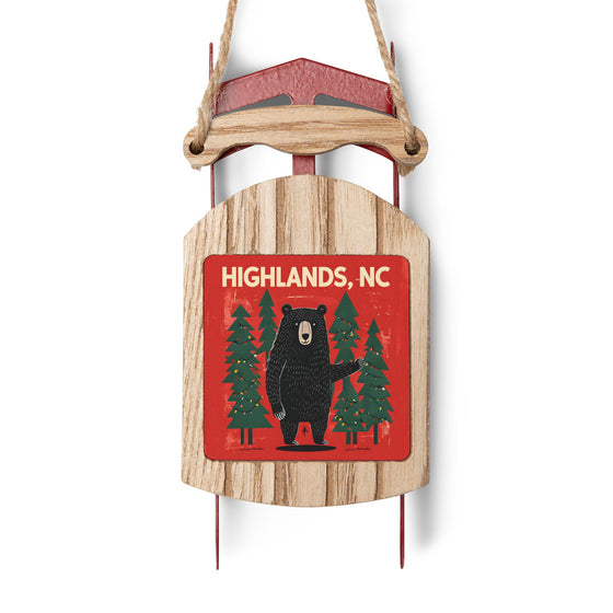 Highlands NC Sled Ornaments